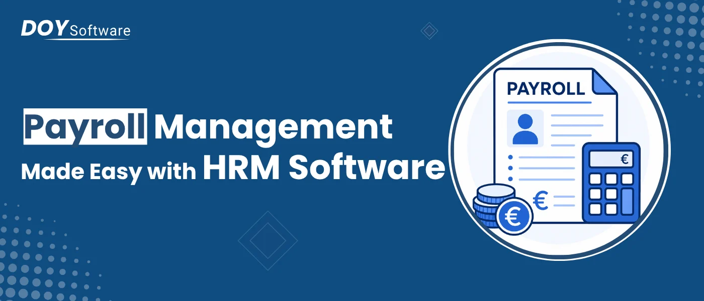 HRM software dashboard displaying payroll management and employee data
